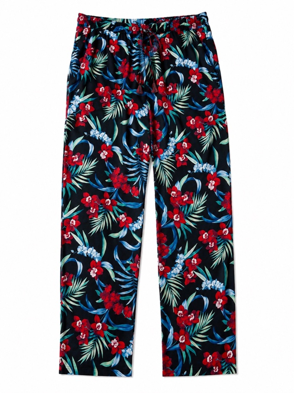 Tommy Bahama Black Floral Pants with Maroon & Blue Accents